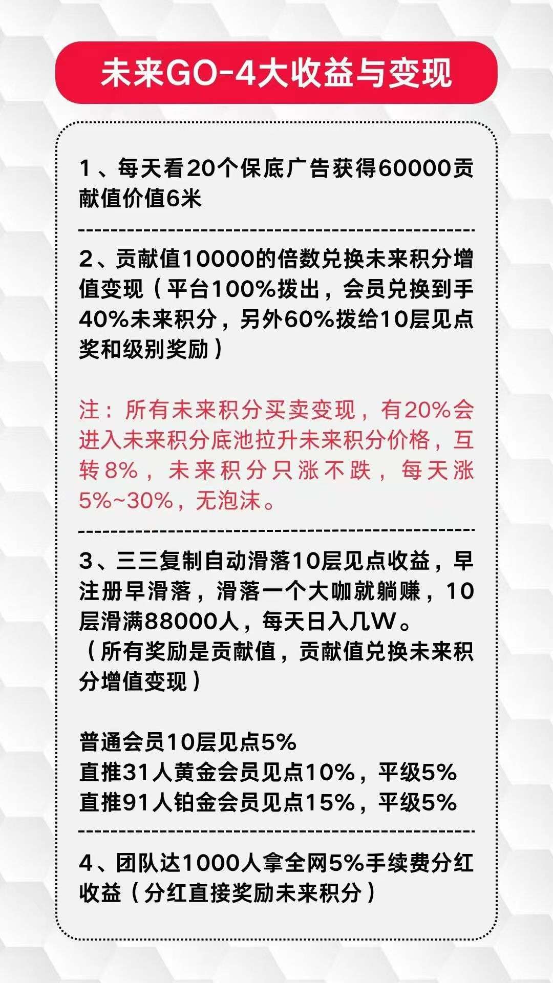 未来go，3毛一个广告，每天保底6米，零撸不养机！
